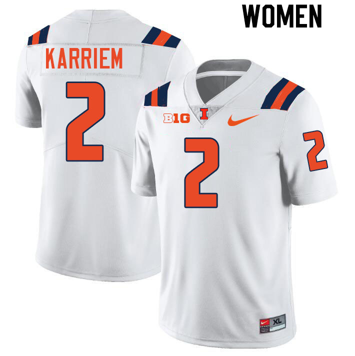 Women #2 Saboor Karriem Illinois Fighting Illini College Football Jerseys Stitched-White